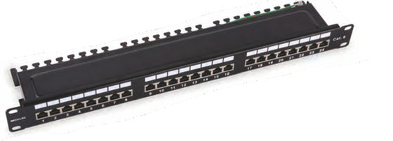 24 Ports Fully Shielded Patch Panel for Rack Mount Data Center with Cat5e/Cat6/Cat6A Compatibility