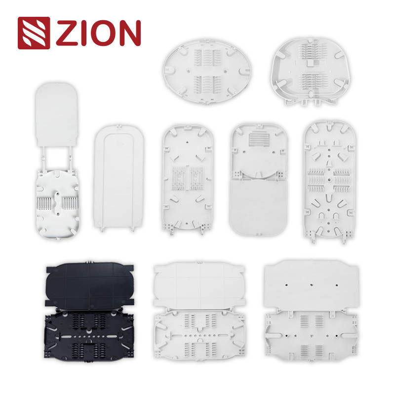 Fiber Optic Splice Tray with Stackable Hinged Options Heat-Shrink Splice Holder and Stable Bend Radius Control